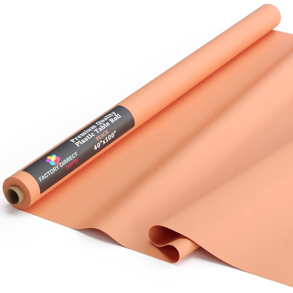 Exquisite 100 ft. x 40 in. Peach Plastic Tablecloth Rolls - Disposable Plastic Banquet Roll Table Covers