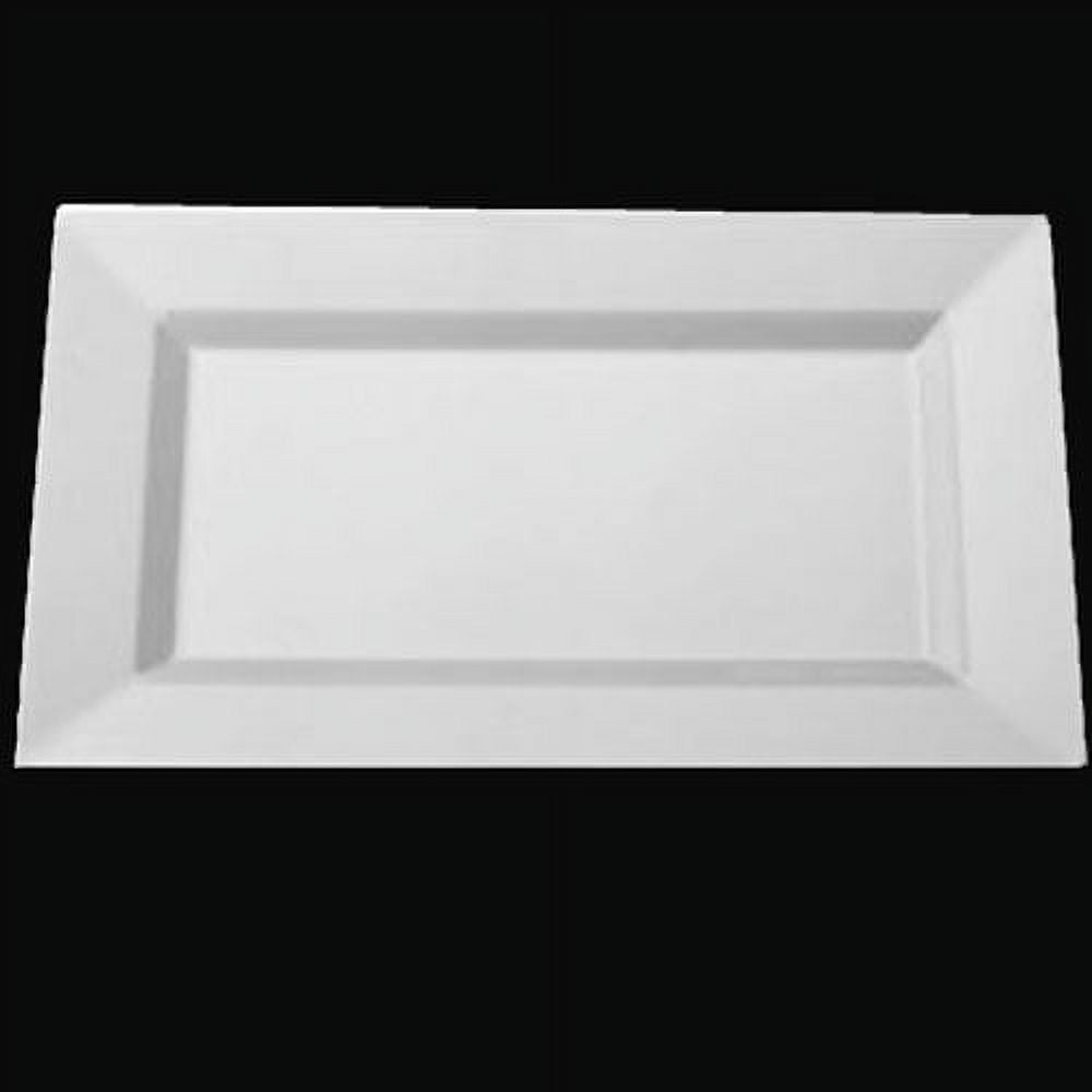 Exquisite 12.75 Inch. White Rectangular Premium Plastic Plates 40