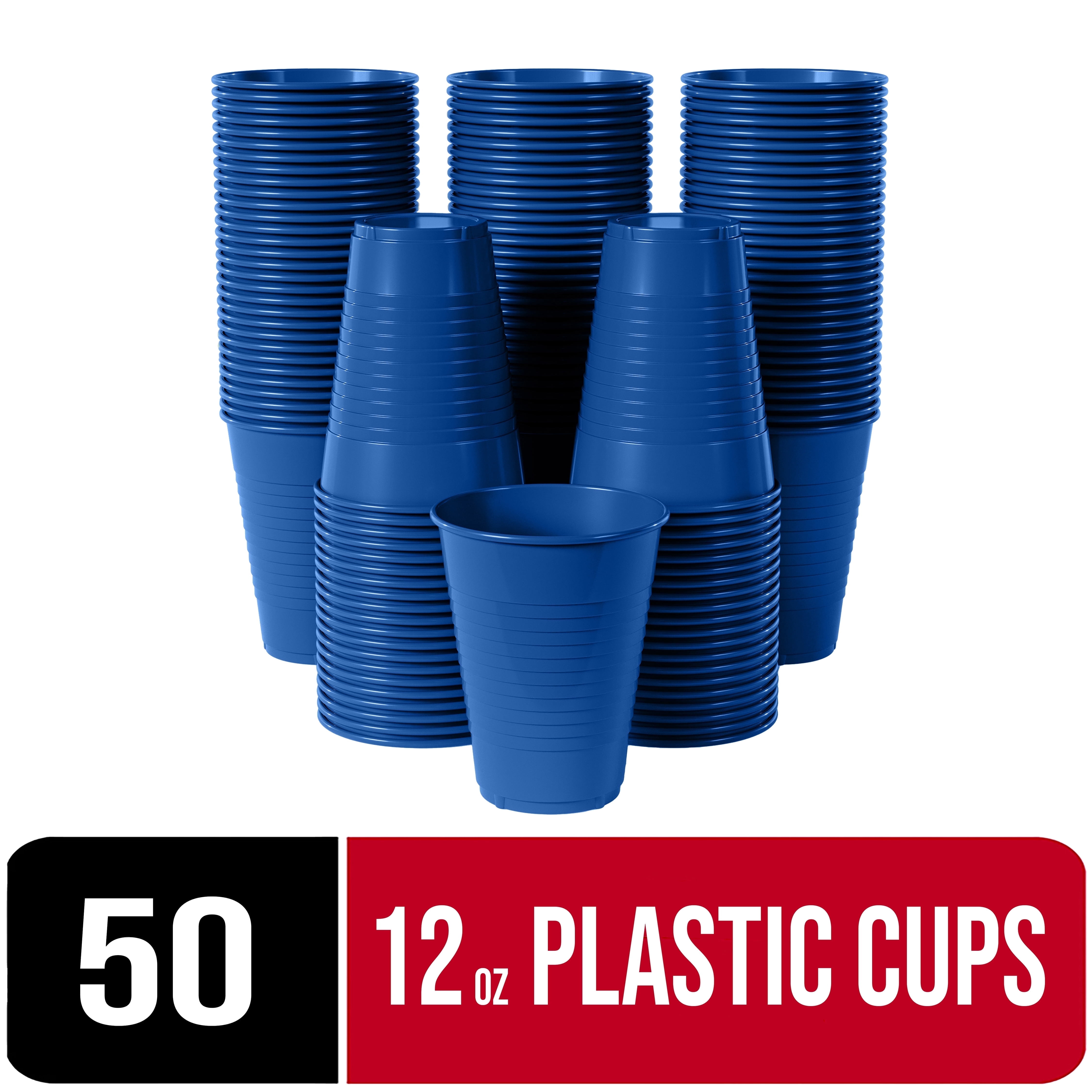 Island Blue Plastic Party Cups - 12oz, Pack Of 20, BPA-Free & Heavy Duty