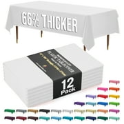 Exquisite 12 Pack Disposable Premium Rectangular Plastic Tablecloth Cover 54" x 108" - White