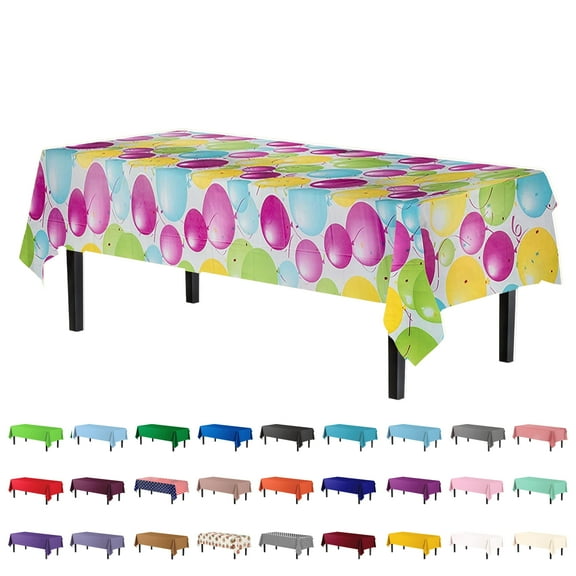Exquisite 12 Pack Premium Rectangular Plastic Tablecloth Cover 54" x 108" - Balloon Design