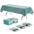 thumbnail image 1 of Exquisite 12 Pack Premium Rectangular Plastic Tablecloth Cover 54" x 108" - Teal Gingham, 1 of 6