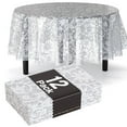 thumbnail image 1 of Exquisite 12 Premium White Lace Design Plastic 84" Round Party Tablecloths Waterproof, 1 of 7