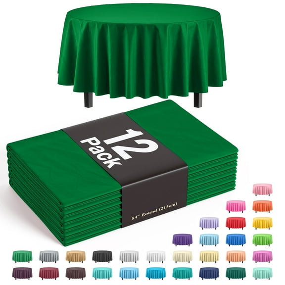Exquisite 12 Premium Green Plastic 84" Round Party Tablecloths Waterproof