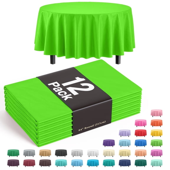 Exquisite 12 Premium Tropical Lime Green Plastic 84" Round Party Tablecloths Waterproof