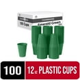 thumbnail image 1 of Exquisite 12 oz Disposable Cups - 100 Heavy Duty Plastic Cups - Emerald Green, 1 of 9
