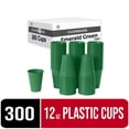 thumbnail image 1 of Exquisite 12 oz Disposable Cups - 300 Heavy Duty Plastic Cups - Emerald Green, 1 of 9