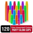 thumbnail image 1 of Exquisite 120 Disposable Plastic Cups, 12 fl oz, Solid Print Blacklight Party, Multicolor, 2 Pack, 1 of 8