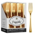 thumbnail image 1 of Exquisite 120 Pack Gold Plastic Forks - Heavy Duty - Disposable - Ideal for Catering & Parties, 1 of 6