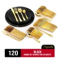 thumbnail image 1 of Exquisite Black Disposable Dinnerware Combo Set, 120 Piece, Service for 20, 1 of 10