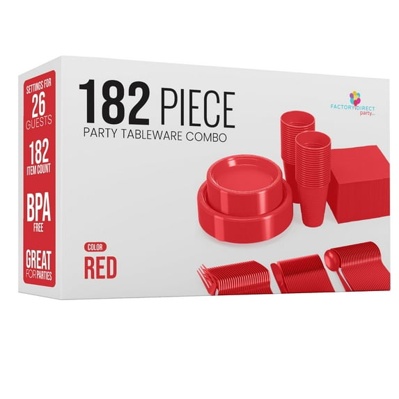 Exquisite 182 Piece Combo Set - Service For 26 - Red