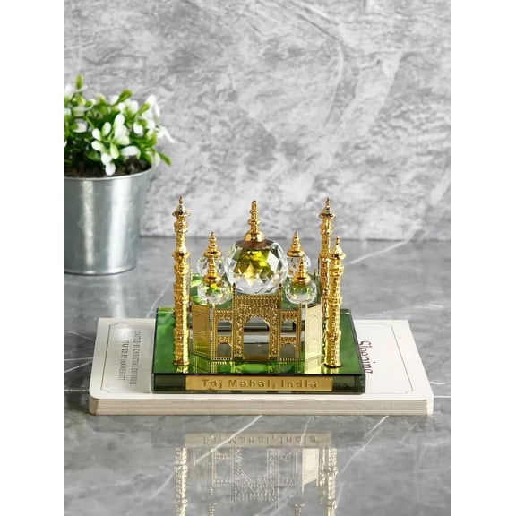 EXCLUSIVE GLOBAL ECOM Beautiful Crystal Taj Mahal Decorative Showpiece, White, White, S, 1