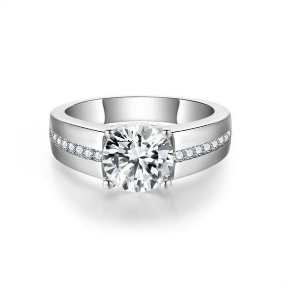 Exquisite 2 Carat Lab Created Full Moissanite Rings for Men Round Cut D Color VVS1 S925 Sterling Silver Diamond Wedding Rings Ideal Choice for Couple Parties Date Travel