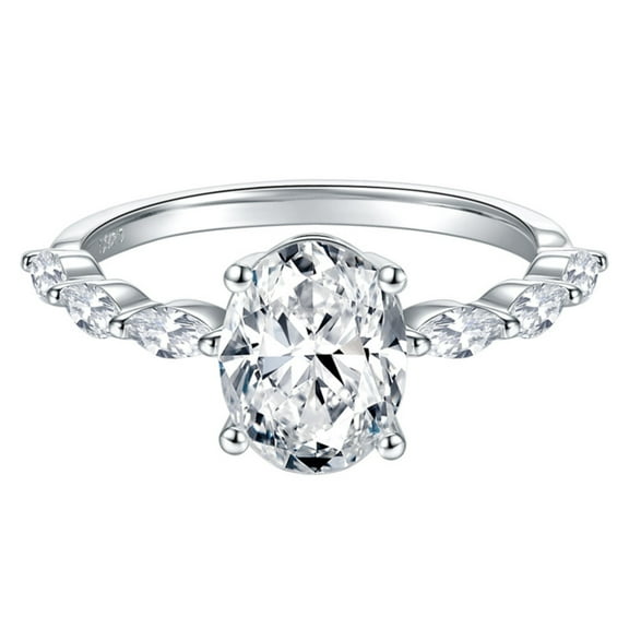 Exquisite 2 Carat Lab Created Moissanite Wedding Rings for Women Oval Cut D Color VVS1 S925 Sterling Silver Diamond Rings Ideal Choice for Couple Parties Date Travel