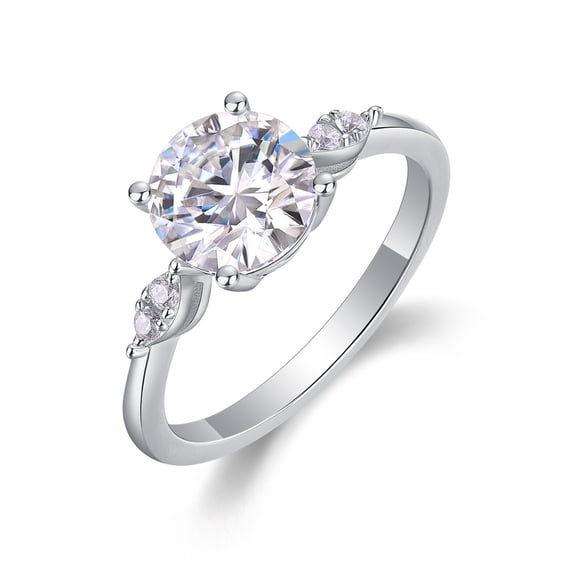 Exquisite 2 Carat Lab Created Moissanite Wedding Rings for Women Round Cut D Color VVS1 925 Sterling Silver Diamond Rings Ideal Choice for Couple Parties Date Travel