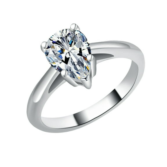 Exquisite 2 Carat Women's Moissanite Rings Pear Cut D Color VVS1 S925 Sterling Silver Lab Created Diamond Engagement Rings Ideal Choice for Couple Parties Date Travel