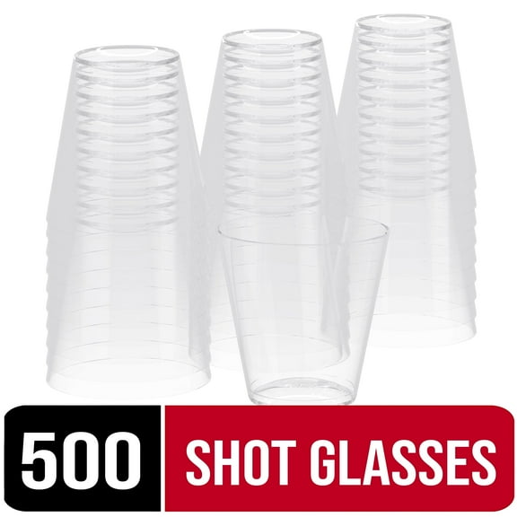 Exquisite 2 Oz. Clear Plastic Shot Glasses - 500 Ct.