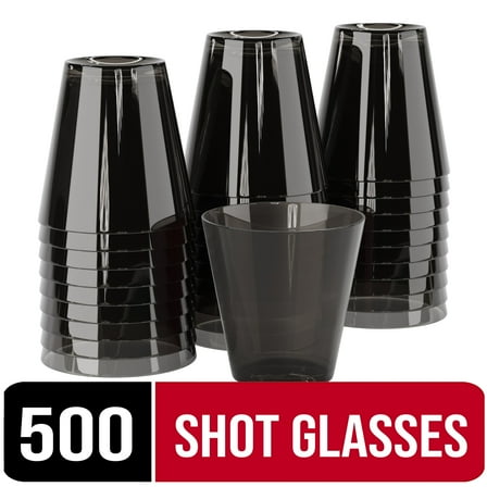 Exquisite 2 Oz. Smokey Plastic Shot Glasses - 500 Ct.