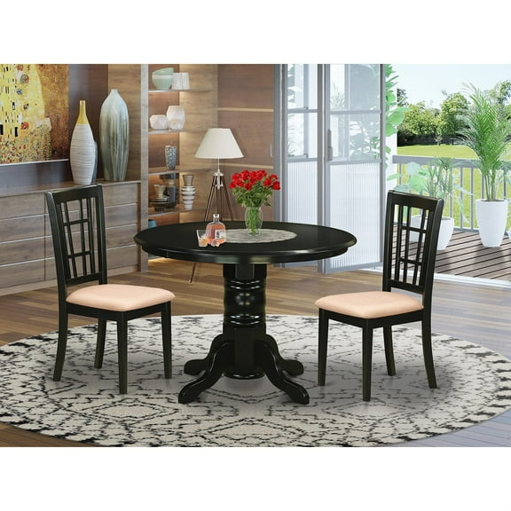 Exquisite 2-Person Dining Table Set | Solid Wood, Black Finish | High-Quality, Durable | Ideal for Dining Room or Kitchen | Timeless Design