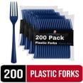 thumbnail image 1 of Exquisite 200-Count Navy Blue Plastic Disposable Forks, 4-Pack, 1 of 8