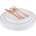 thumbnail image 1 of Exquisite 200 Ct. Rose Gold Line - Wedding Kit Disposable Plastic Plates and Cutlery Set - Service for 40, 1 of 6
