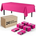 thumbnail image 1 of Exquisite 24 Pack 54” x 108” Disposable Hot Pink Heavy Duty Plastic Rectangle Tablecloth Cover, 1 of 6