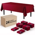 thumbnail image 1 of Exquisite 24 Pack 54" x 108" Modern Plastic Solid Print Tablecloth - Burgundy, 1 of 6