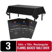 Exquisite 3 Pack 54" x 70" Black Rectangular Flannel Backed Table Cover