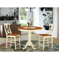thumbnail image 1 of Exquisite 3-Piece Counter Height Dining Set with Round Table and Chairs - Asian Hardwood Design, Buttermilk Base, Cherry Seats/Table Top., 1 of 2