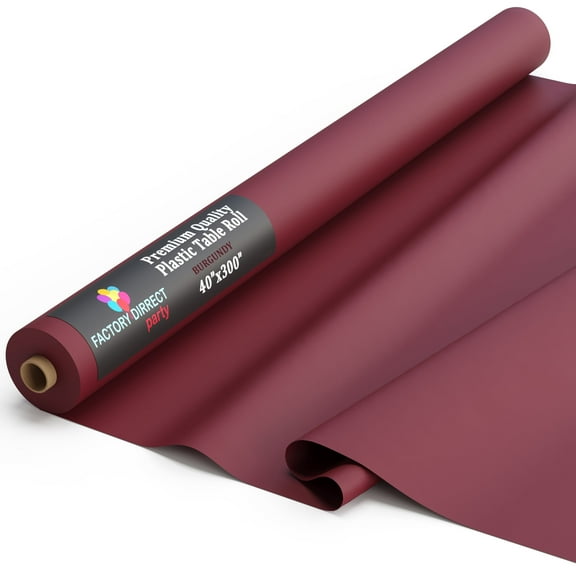 Exquisite 300 Ft. x 40 In. Disposable Banquet Burgundy Solid Print Plastic Tablecloths
