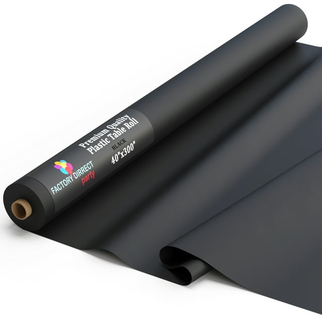 Exquisite Disposable Black Plastic Tablecloth Covering Rolls, 300 ft. x 40 in.