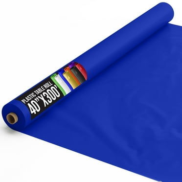 Exquisite 300 ft x 40 in Blue Plastic Solid Print Tablecloths