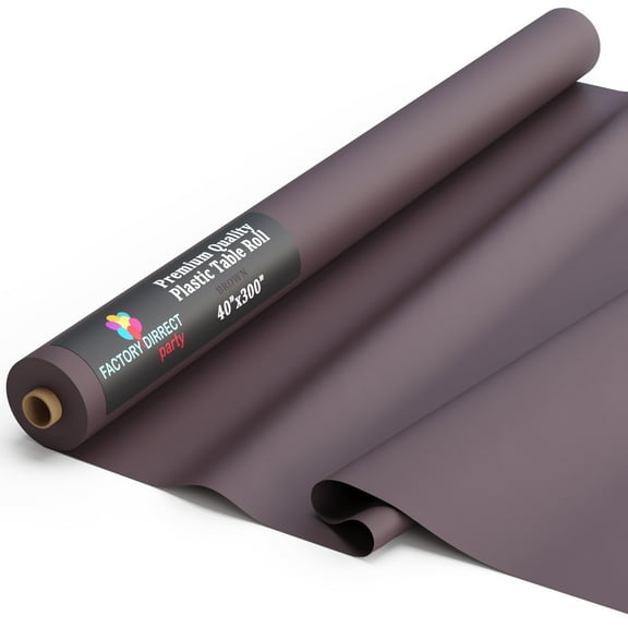 Exquisite 300 ft. x 40 in. Brown Plastic Tablecloth Rolls - Disposable Plastic Table Cover Rolls