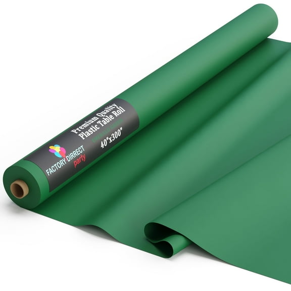 Exquisite 300 ft. x 40 in. Emerald Green Plastic Tablecloth Rolls - Disposable Table Cover Rolls