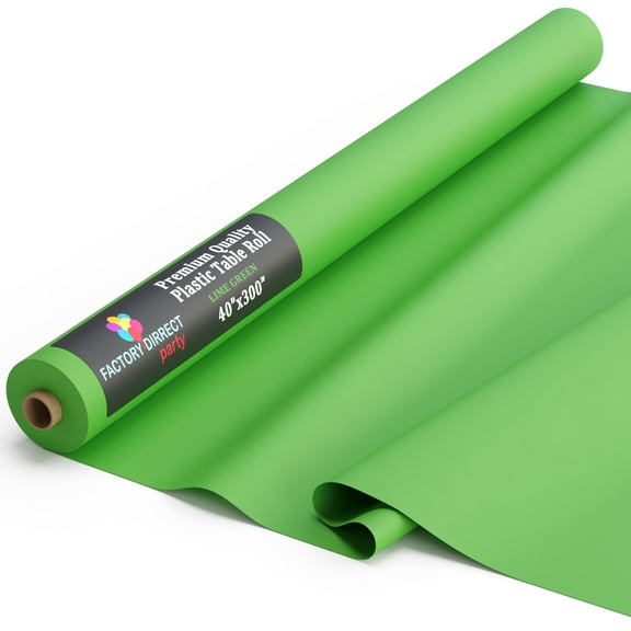 Exquisite 300 ft. x 40 in. Lime Green Plastic Tablecloth Rolls - Disposable Table Cover Rolls
