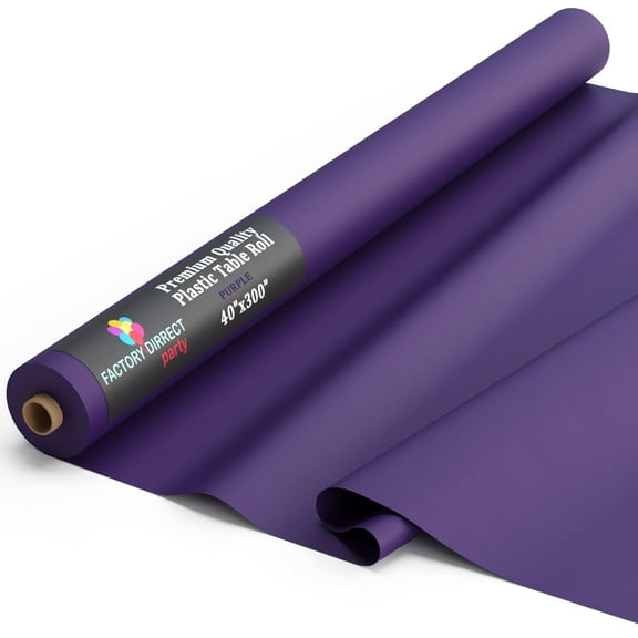 Exquisite 300 ft. x 40 in. Purple Plastic Tablecloth Rolls - Disposable Table Cover Rolls