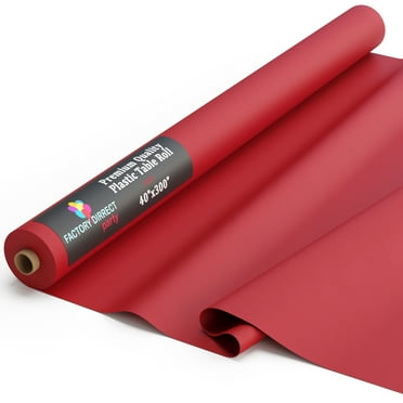 Exquisite 300 ft. x 40 in. Red Plastic Tablecloth Rolls - Disposable Table Cover Rolls