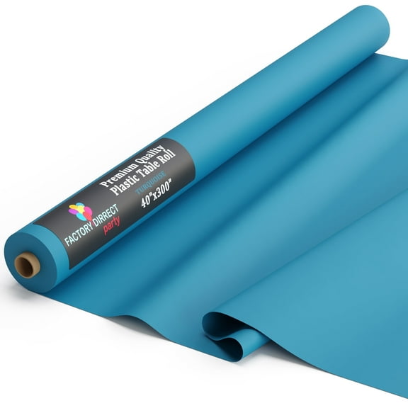 Exquisite 300 ft. x 40 in. Turquoise Plastic Tablecloth Rolls - Disposable Table Cover Rolls