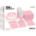 thumbnail image 1 of Exquisite 350 Piece Pink Paper Party Plates & Tableware Dinnerware Set, 1 of 6