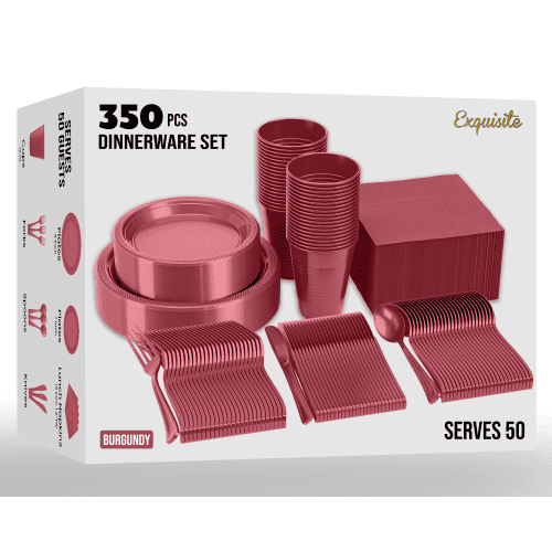 Burgundy plastic plates hot sale