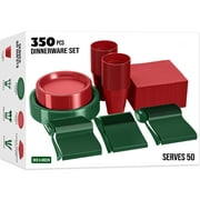 Exquisite 350 Piece Holiday Christmas Plastic Disposable Party Plates & Tableware Combo Set