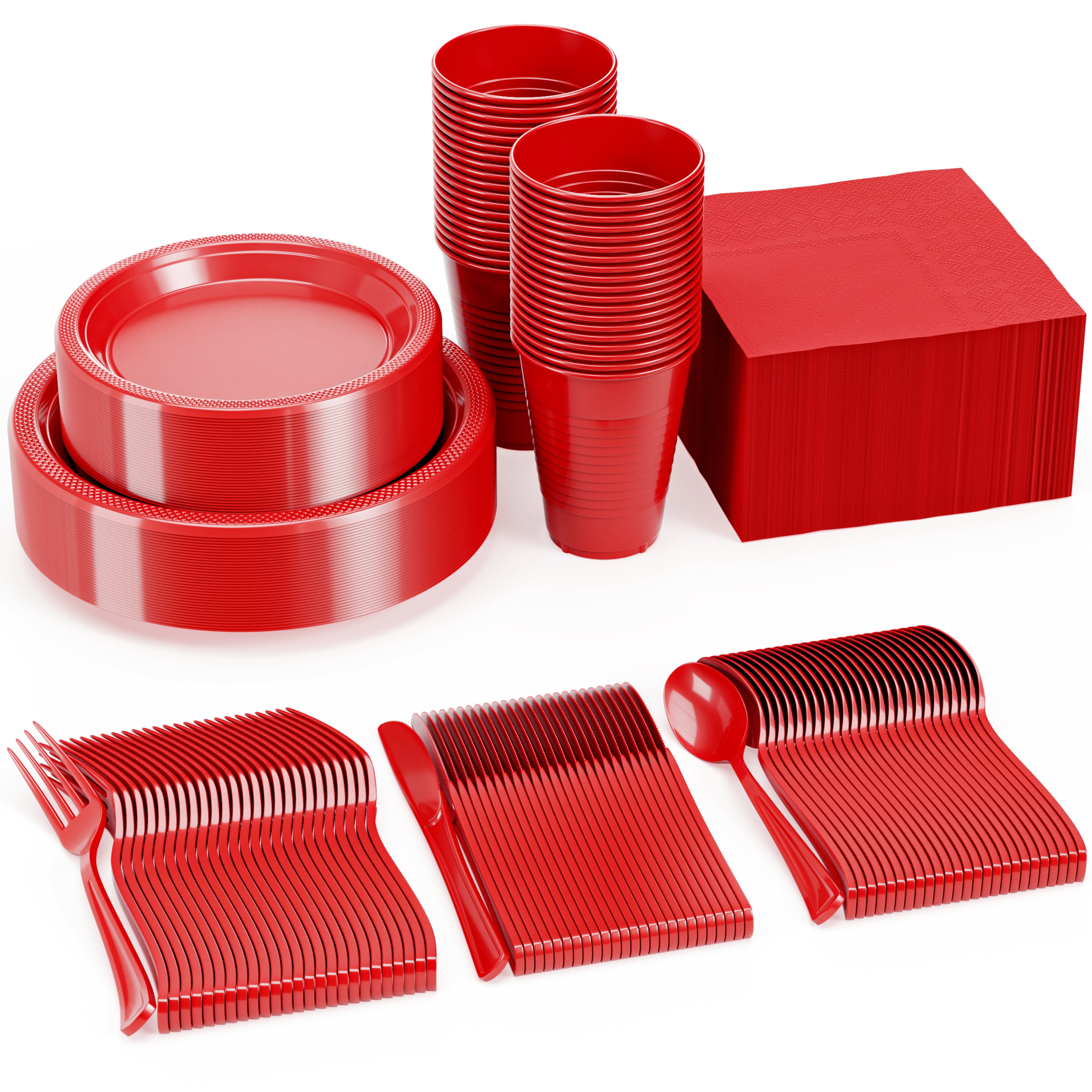 Exquisite 350 Piece Solid Color Disposable Plastic Party Tableware