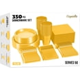 thumbnail image 1 of Exquisite 350-Piece Yellow Plastic Disposable Party Plates & Tableware Combo Set, 1 of 8