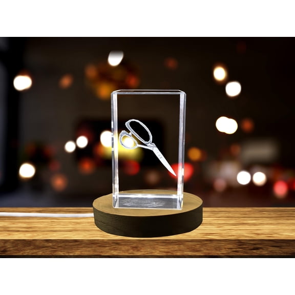 Exquisite 3D Engraved Crystal of Iconic Fabric Shears for Sewing Enthusiasts