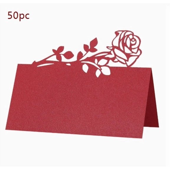 Exquisite 3D Rose Place Cards - Custom Handwritten Name Cards for Weddings, Valentine's Day & Special Events