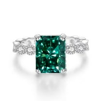 Exquisite 4 Carat Lab Created Moissanite Rings Women Radiant Cut D Color VVS1 925 Sterling Silver Diamond Engagement Rings Ideal Choice for Couple Parties Date Travel