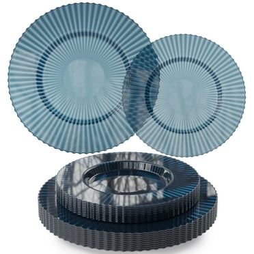 Exquisite Fancy Disposable Dinner Plates - Crystal Sapphire Design, 40 Count