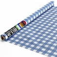 thumbnail image 1 of Exquisite 100 ft. x 40 in. Blue Gingham Plastic Tablecloth Roll - Blue Checkered Table Cover Roll Disposable, 1 of 10