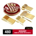 thumbnail image 1 of Exquisite 480 Piece Burgundy Plastic Combo Set | Serves 80 Guests, 1 of 4