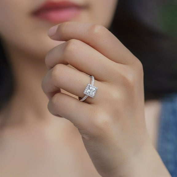 Exquisite 5.5mm Princess Moissanite Ring - VVS Quality, 925 Sterling Silver, GRA Cert | Ideal Wedding & Engagement Ring with Halo & Shank Moissanite